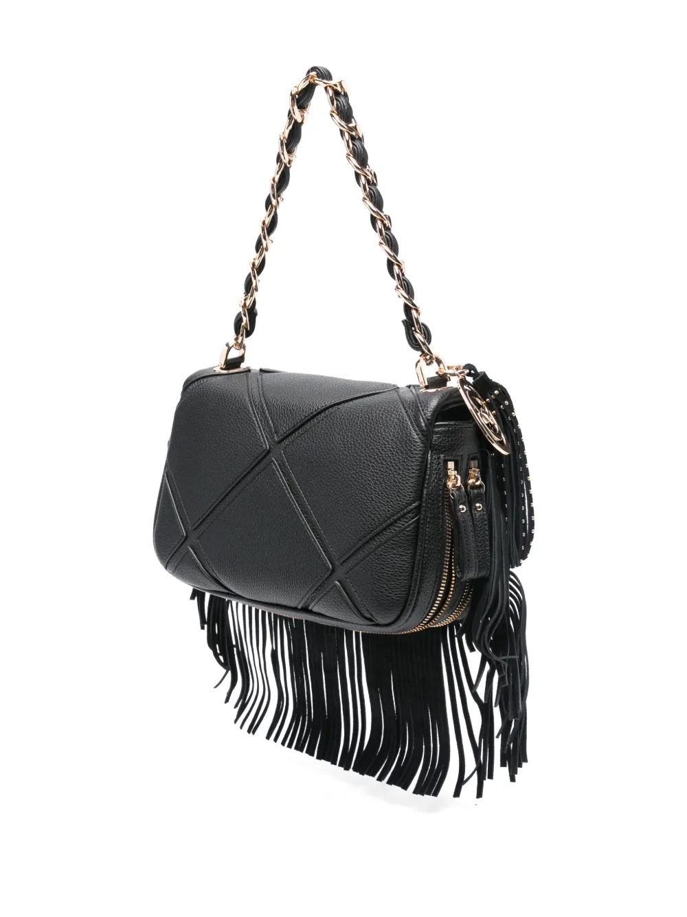 La Carrie Medium Isabel Fringed Shoulder Bag In Black