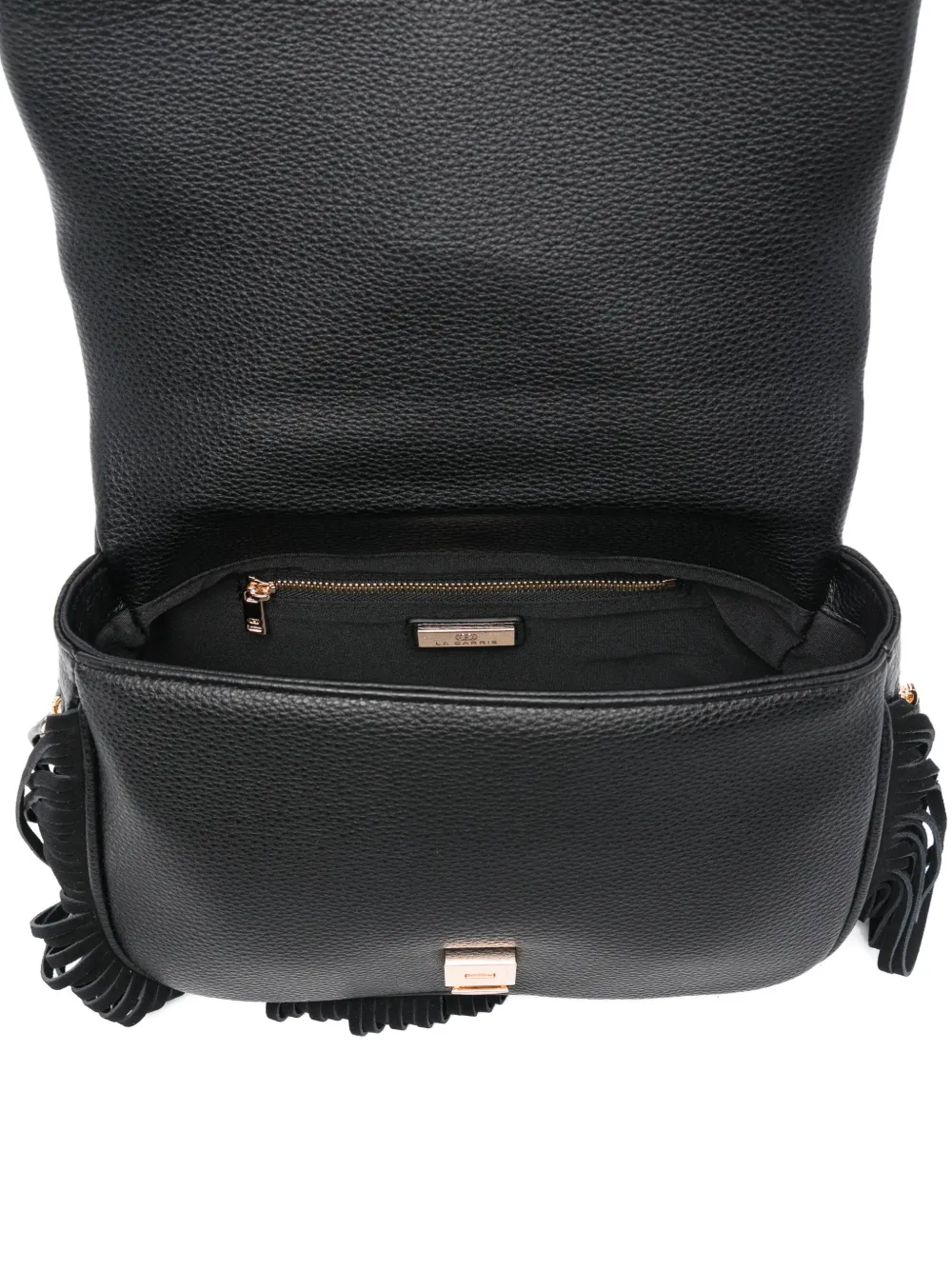 La Carrie Medium Isabel Fringed Shoulder Bag In Black