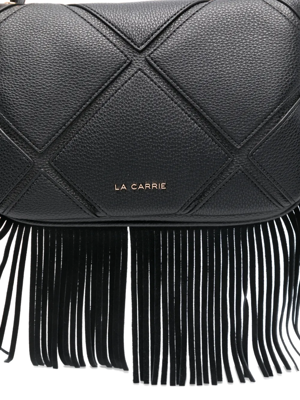 La Carrie Medium Isabel Fringed Shoulder Bag In Black