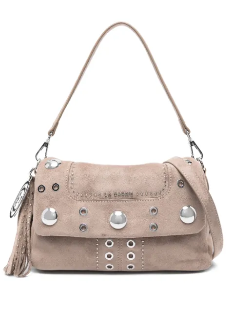 La Carrie small Stephy studded tassel-detail suede shoulder bag