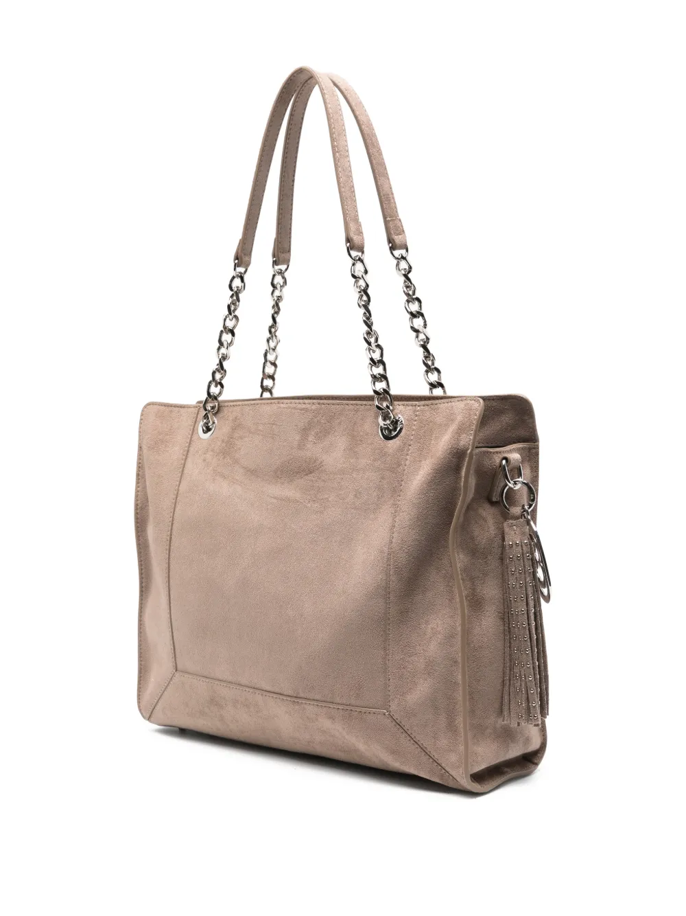 La Carrie Ethnic schoudertas met ketting en studs Beige