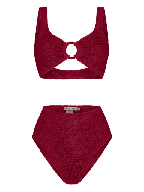 PARAMIDONNA Irina high-waisted textured ring-detail bikini