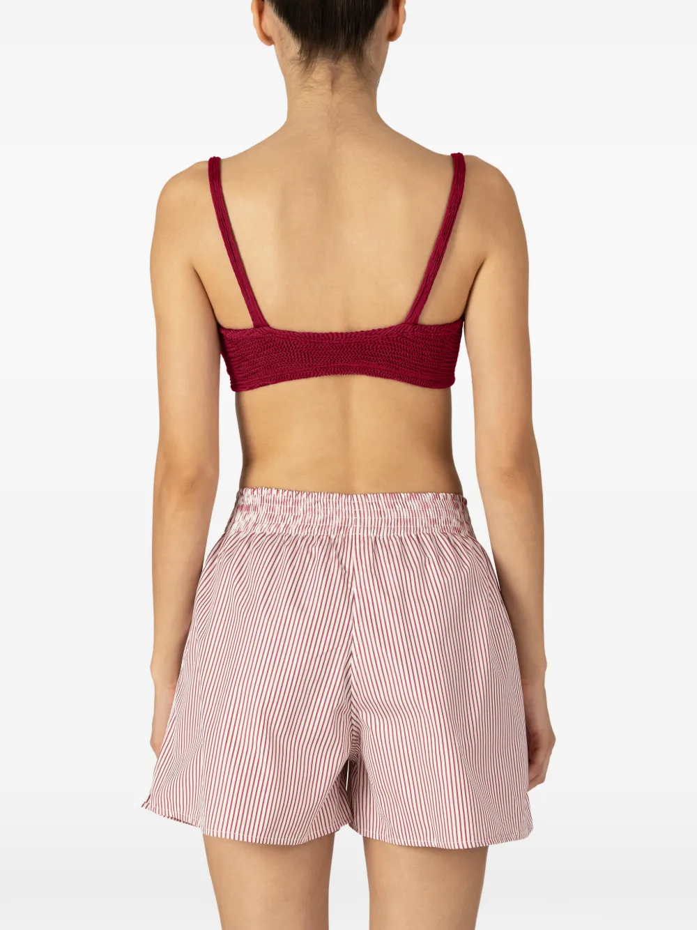 Paramidonna Cora Striped Beach Shorts In Red