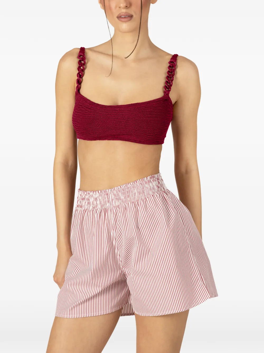 Paramidonna Cora Striped Beach Shorts In Red