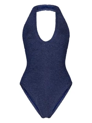 green label relaxing サイドホール ワンピース水着 UNITED ARROWS green label relaxing｜ハイネックWリボン ドット柄