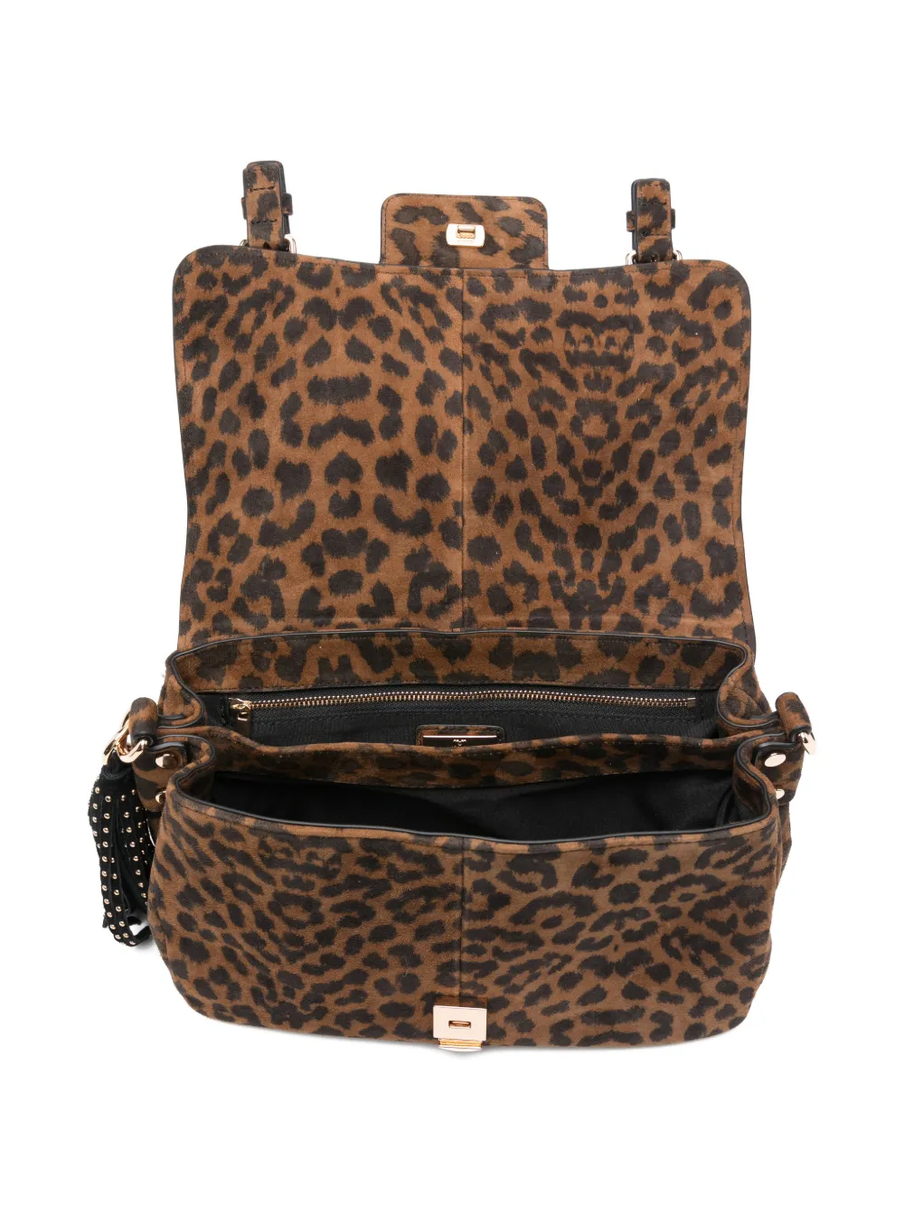 La Carrie Atena Leopard-print Buckle Tote Bag In Brown
