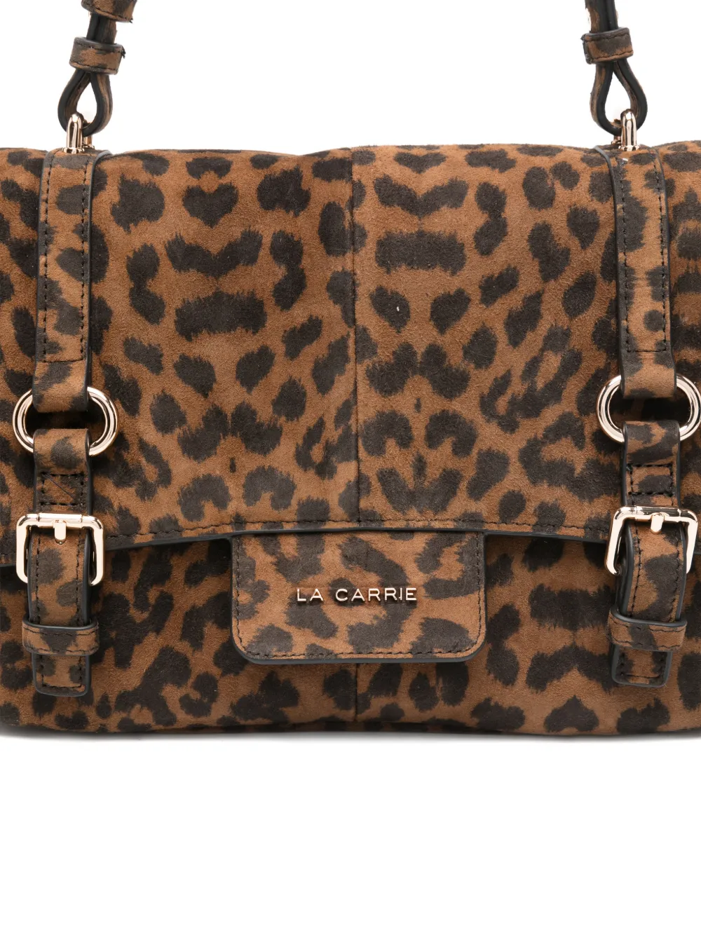 La Carrie Atena Leopard-print Buckle Tote Bag In Brown
