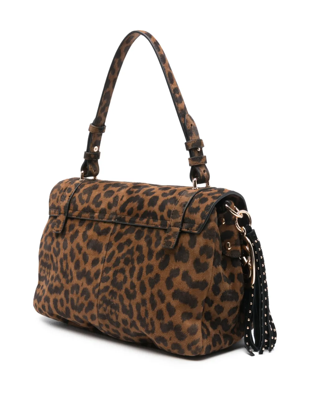 La Carrie Atena Leopard-print Buckle Tote Bag In Brown