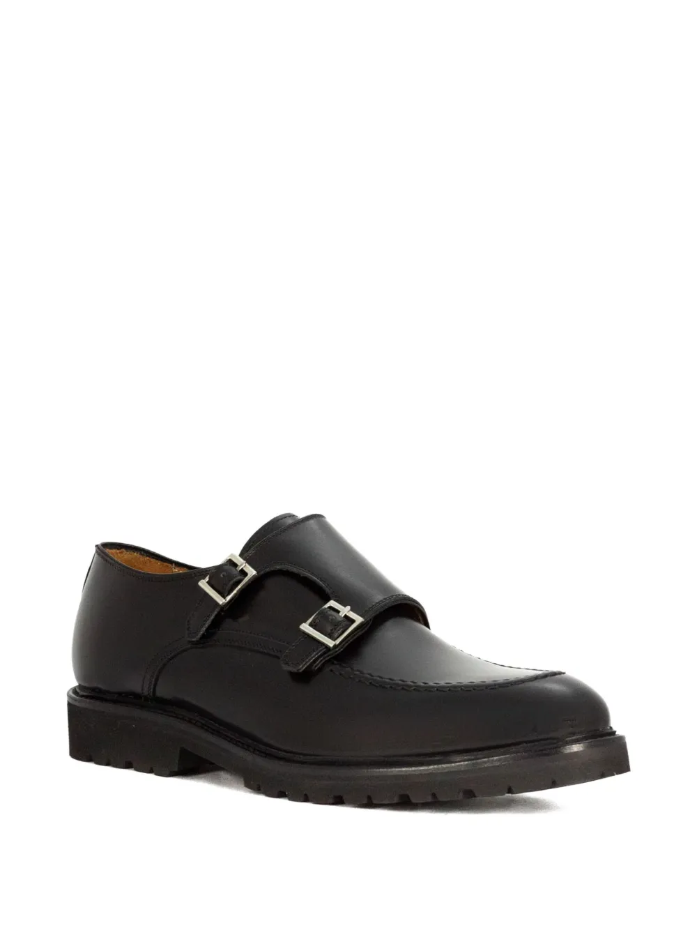 Berwick Shoes Leren loafers met dubbele gespsluiting - Zwart