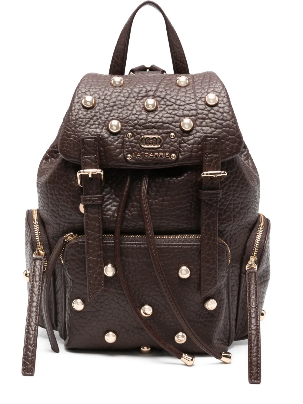 La Carrie Small Studded Backpack In Brown