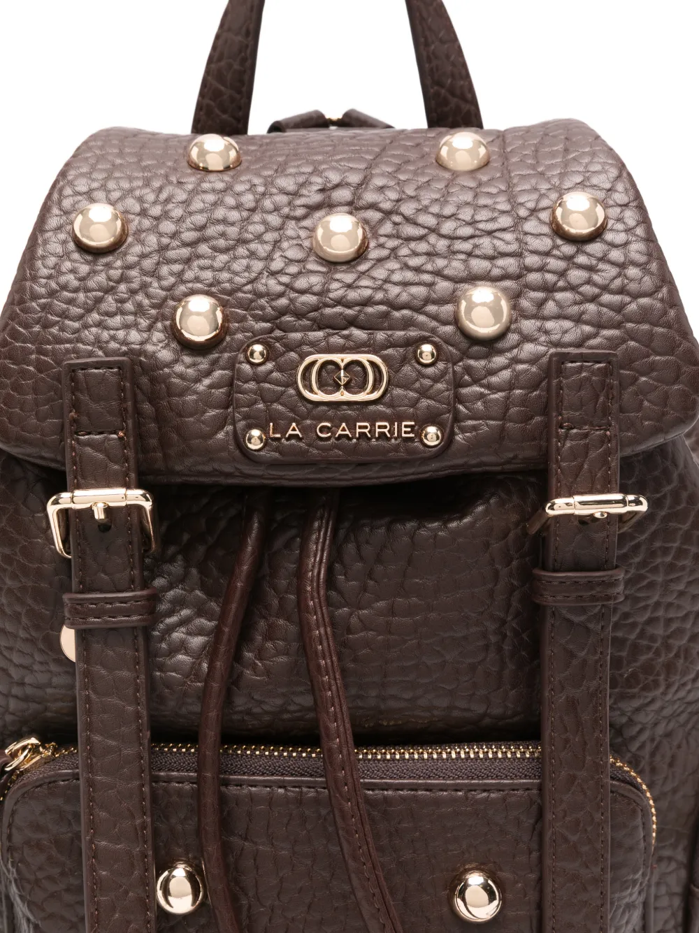 La Carrie Small Studded Backpack In Brown