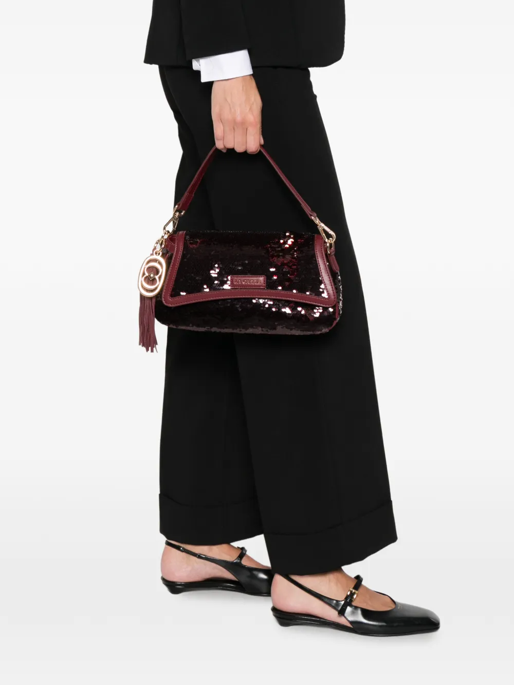 La Carrie Night sequin tassel clutch bag - Rood