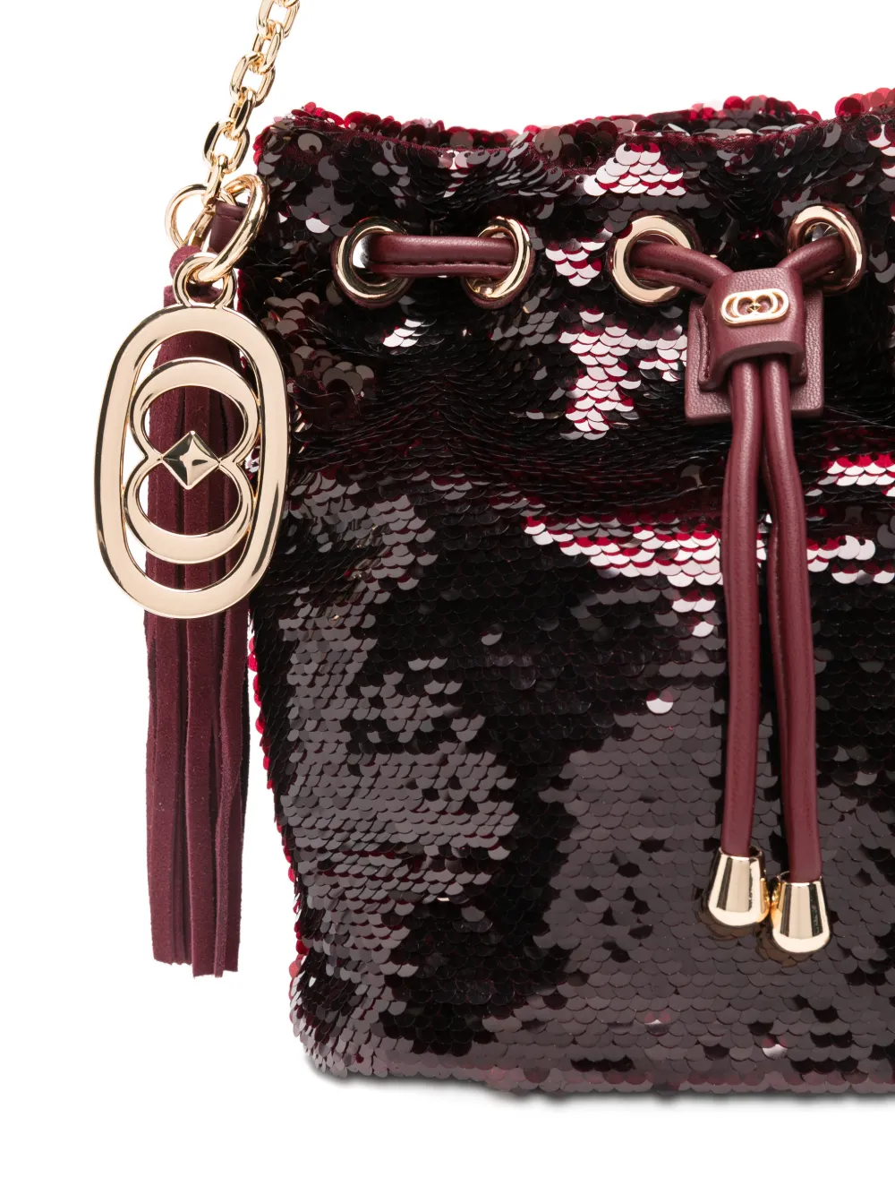 La Carrie Night Edition Sequined Bucket Bag In Black