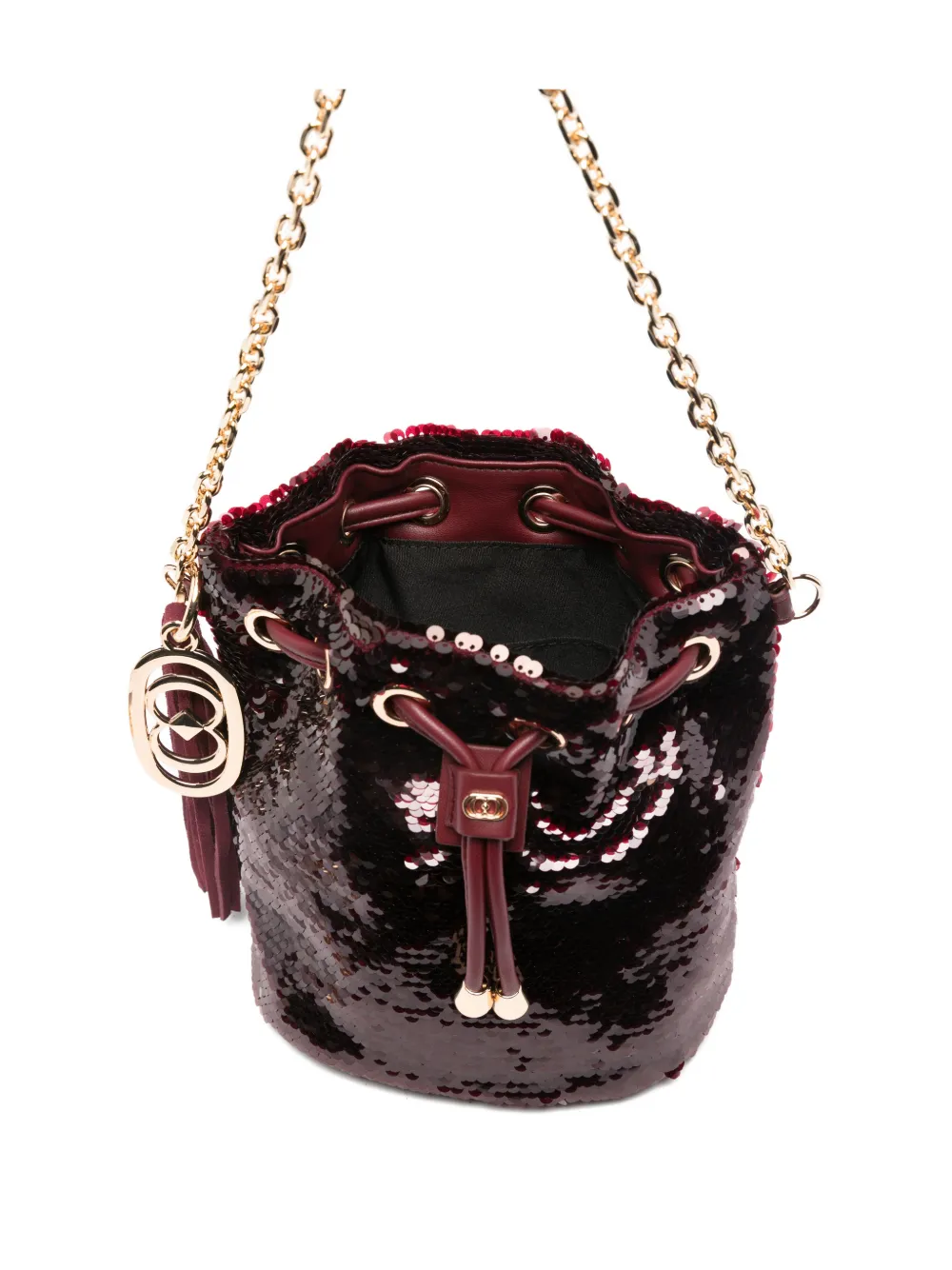 La Carrie Night Edition Sequined Bucket Bag In Black