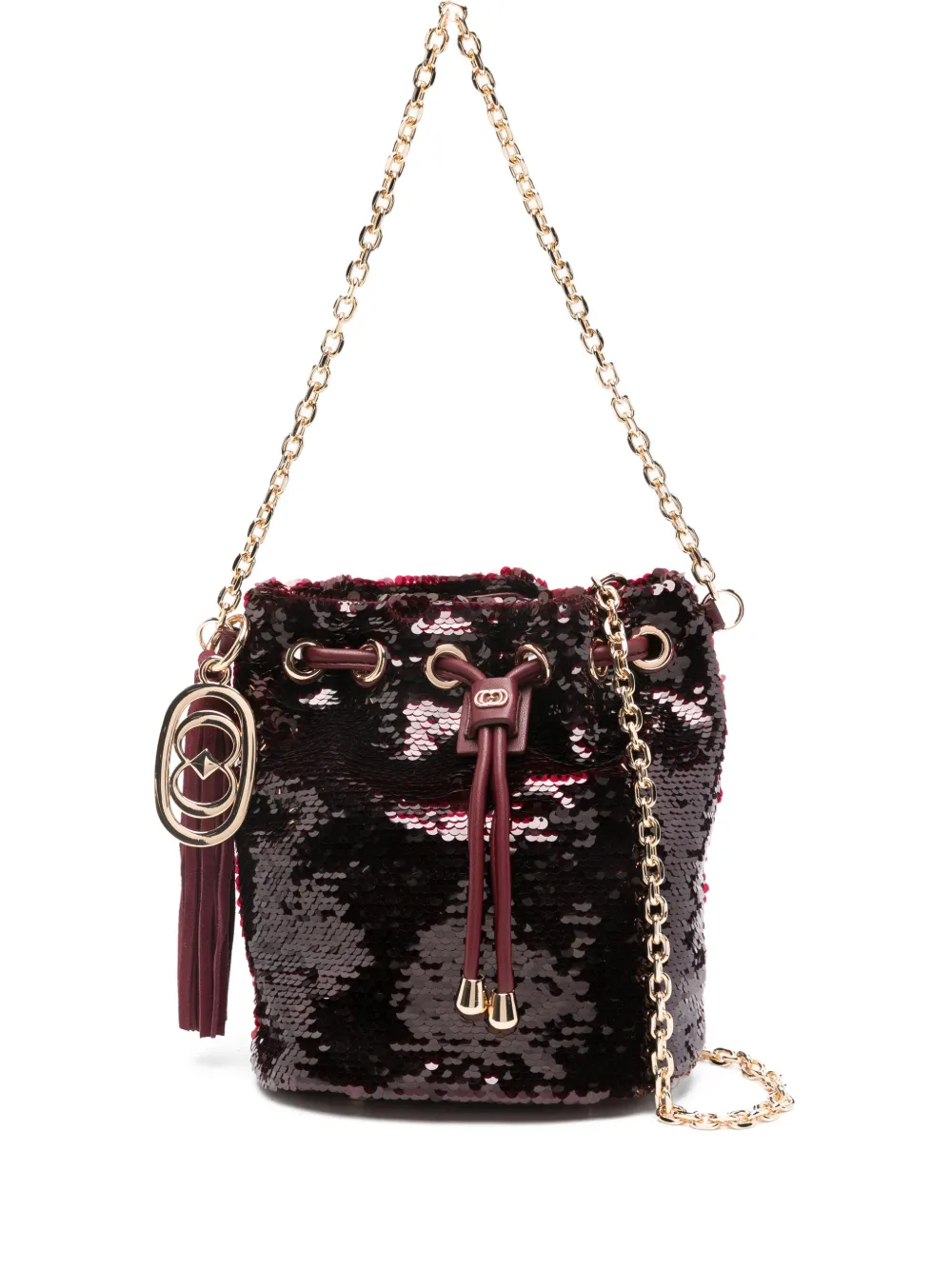 La Carrie Night Edition sequined bucket bag | Red | Image 1