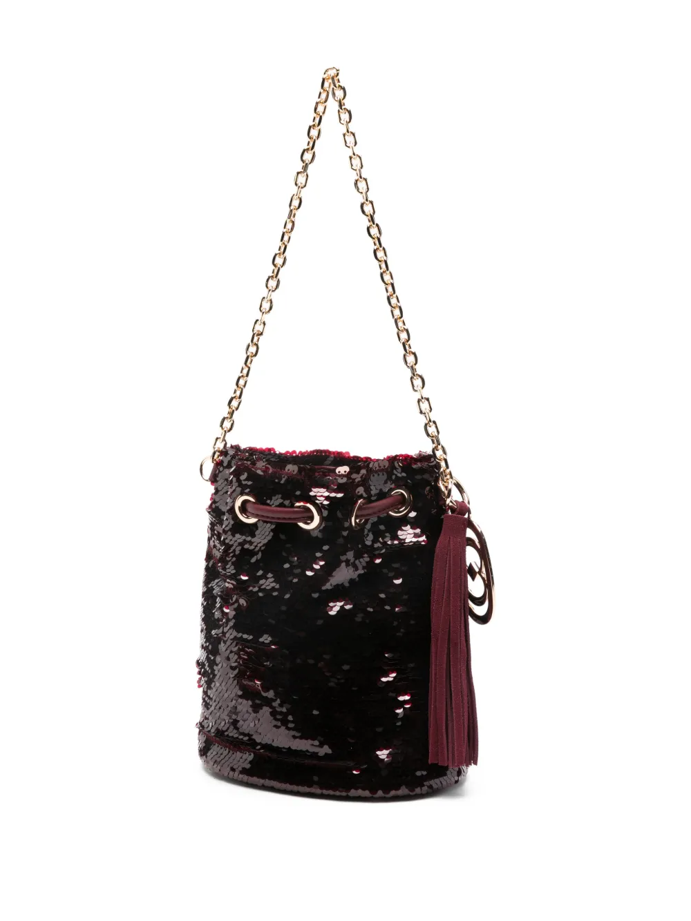 La Carrie Night Edition Sequined Bucket Bag In Black