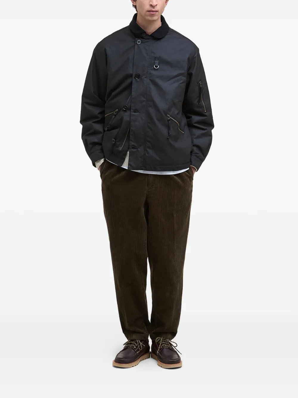 Barbour Hanger Waxed Deck Jacket In Black