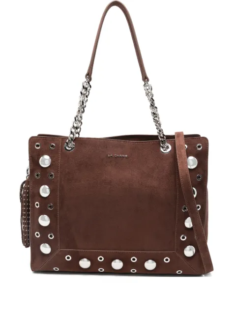 La Carrie Ethnic studded chain suede shoulder bag