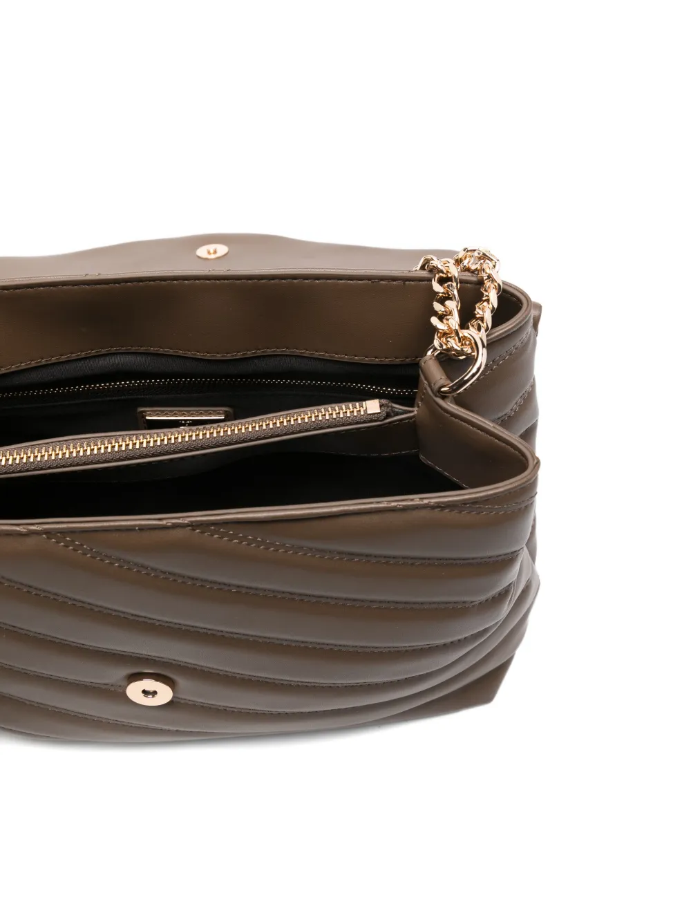 La Carrie Stitch & Spoon Quilted Shoulder Bag In Brown