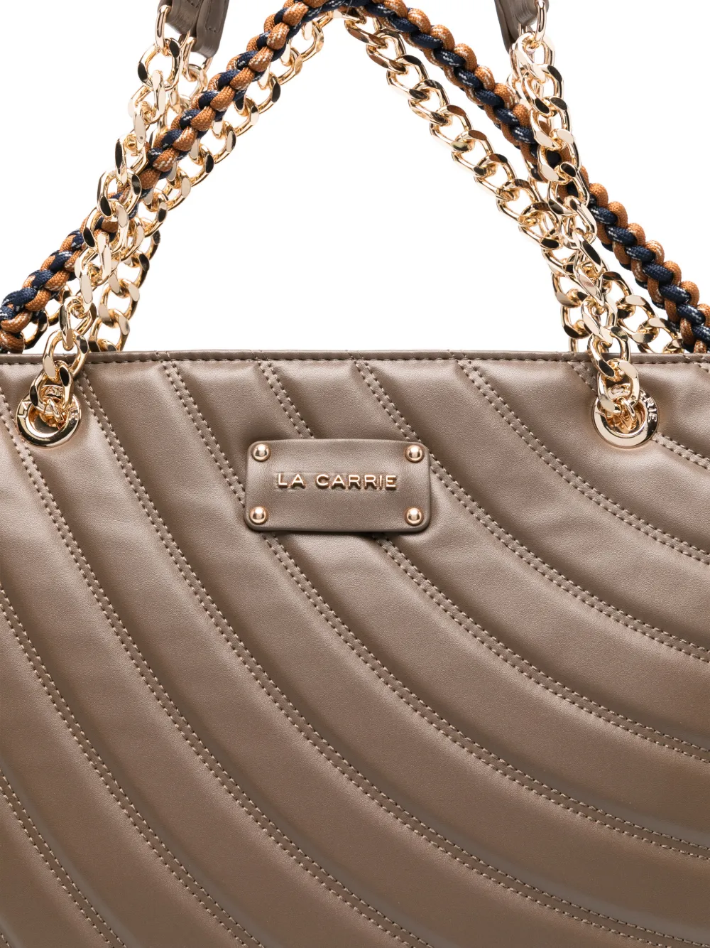 La Carrie Medium Quilted Leather Tote Bag In Brown