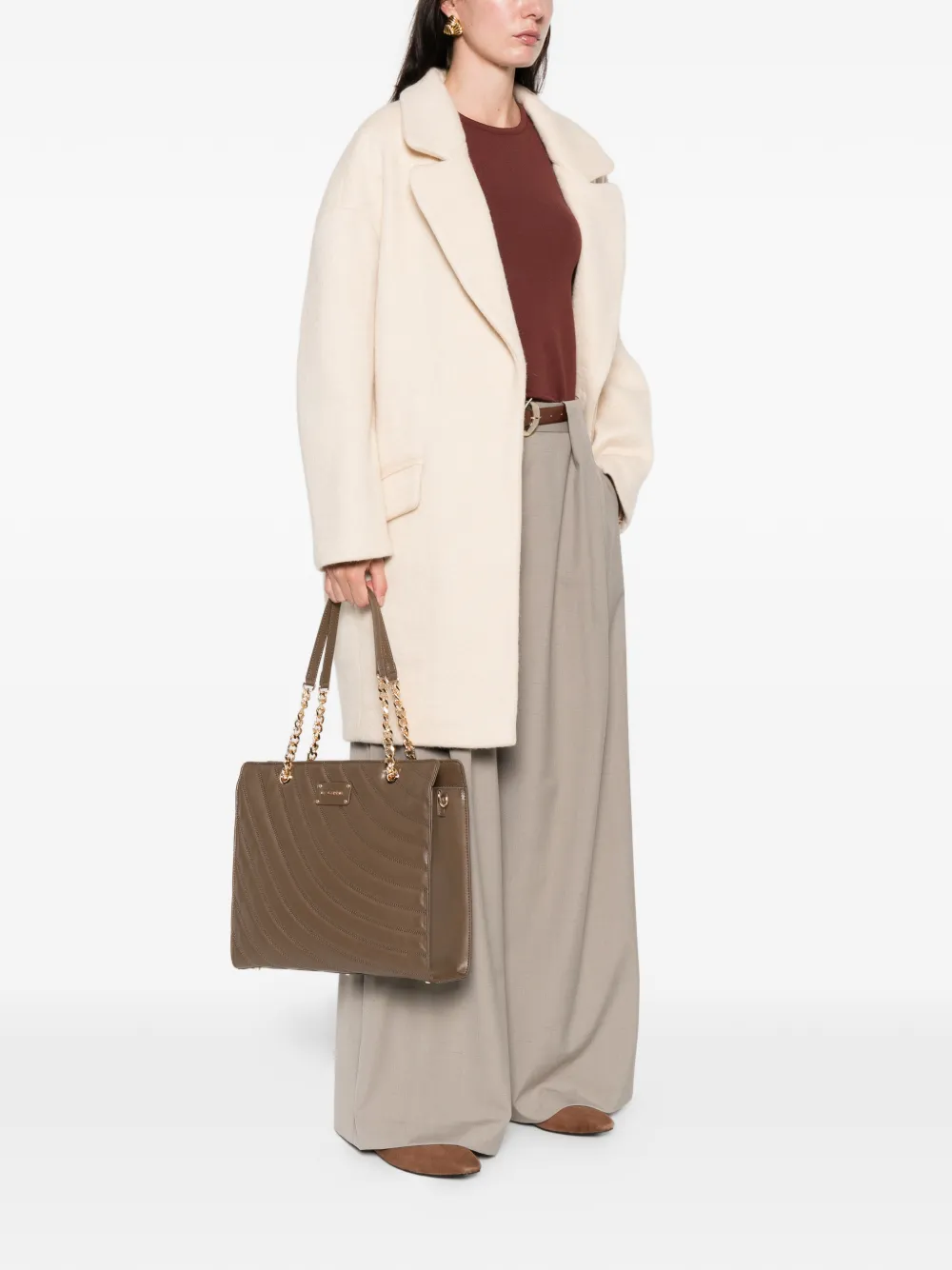 La Carrie medium quilted leather tote bag - Bruin