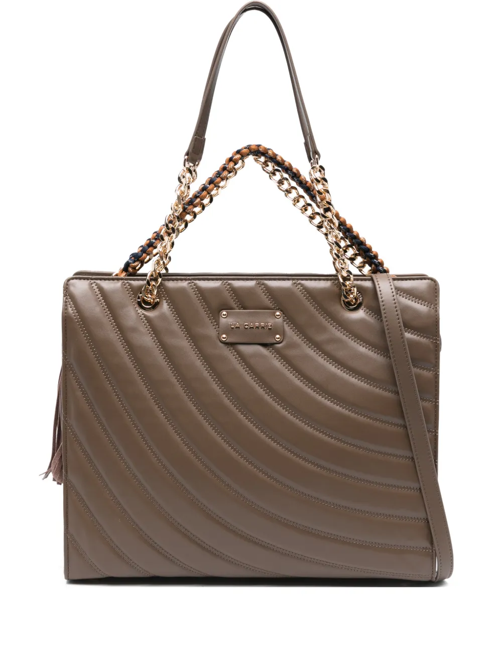 La Carrie Medium Quilted Leather Tote Bag In Brown