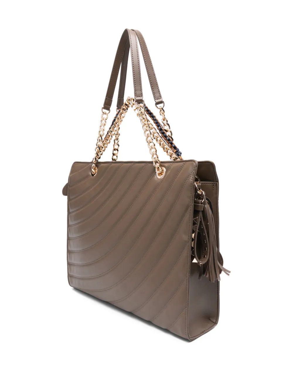 La Carrie Medium Quilted Leather Tote Bag In Brown