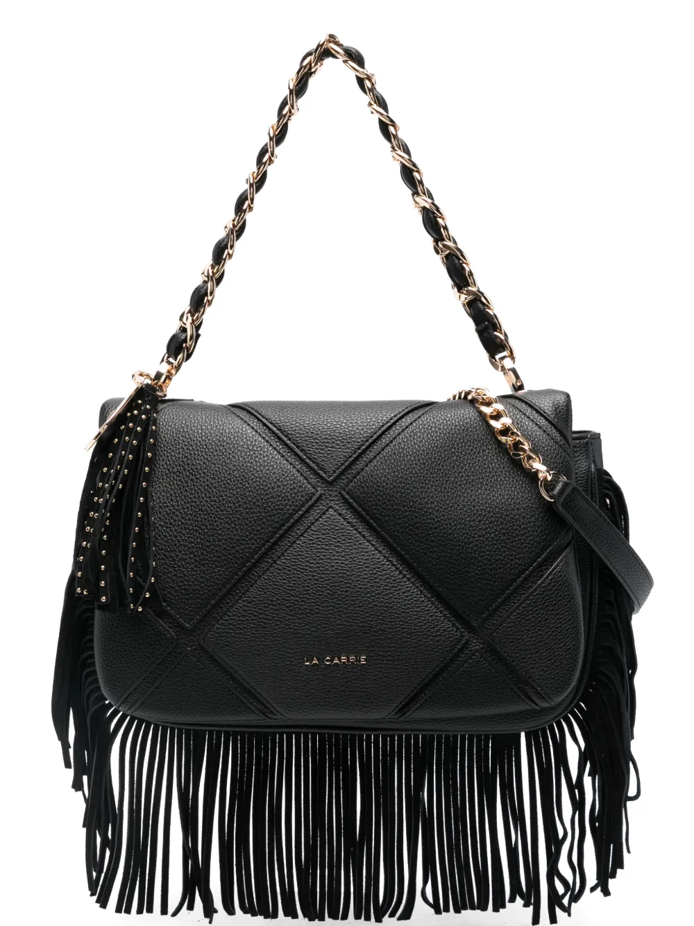 La Carrie Isabel quilted fringed shoulder bag | Black | Image 1