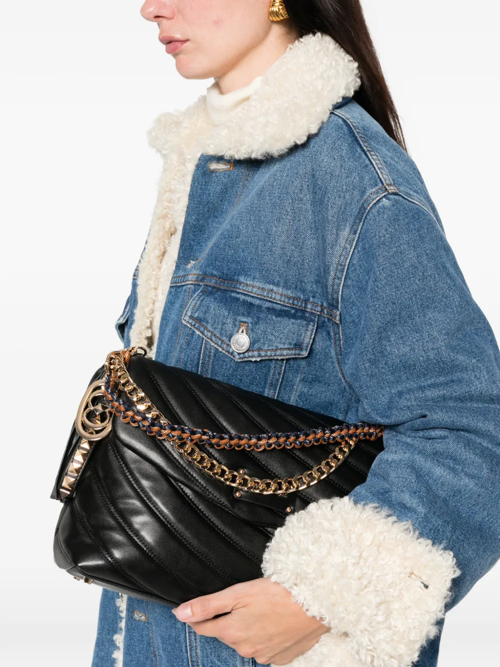 La Carrie Stitch & Spoon quilted shoulder bag - Zwart