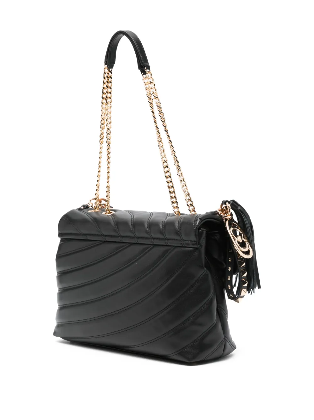 La Carrie Stitch & Spoon Quilted Shoulder Bag In Black