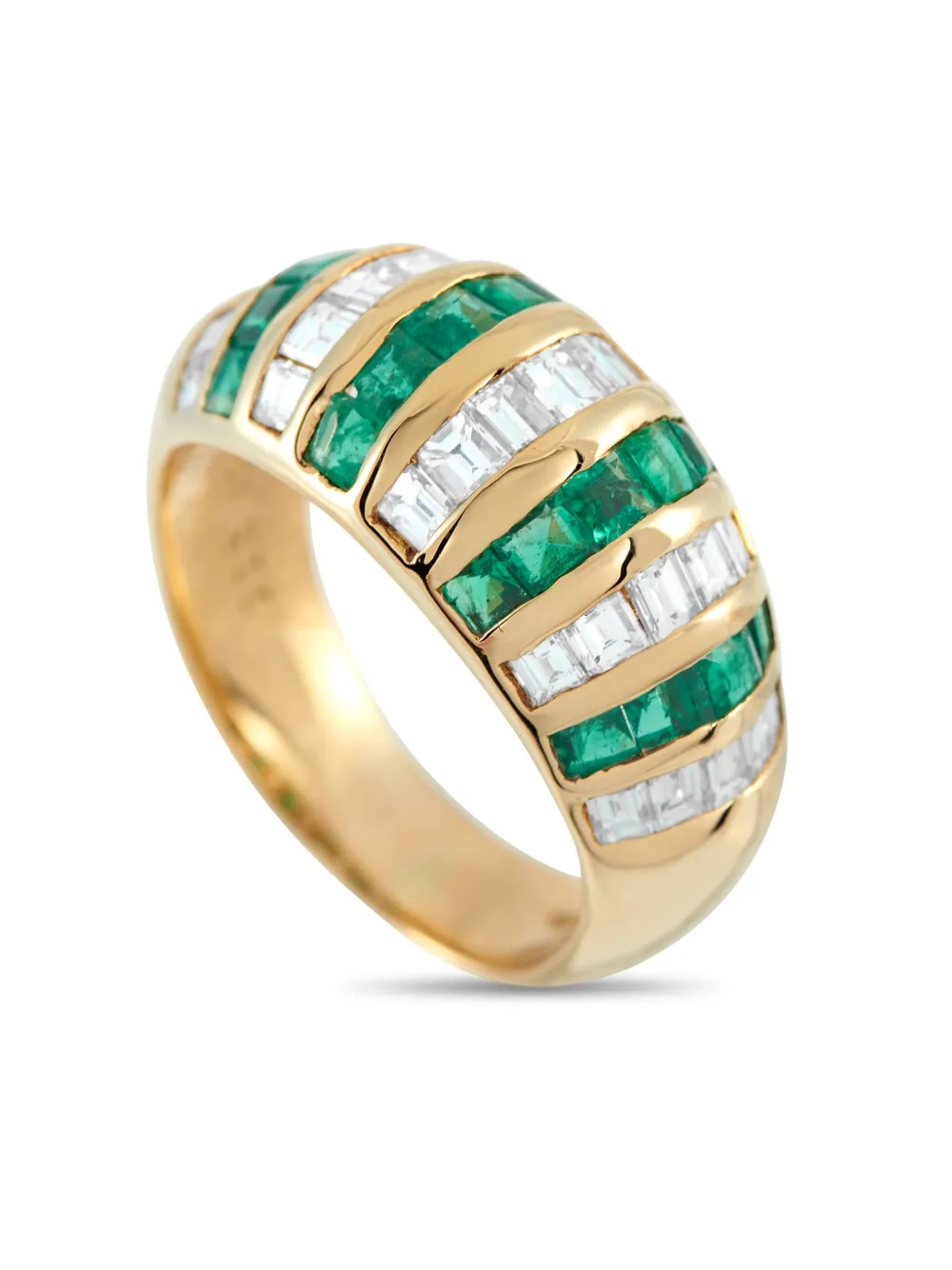 LB Exclusive 18K yellow gold diamond emerald ring - ゴールドトーン LB Exclusive 18K yellow gold diamond emerald ring - ゴールドトーン