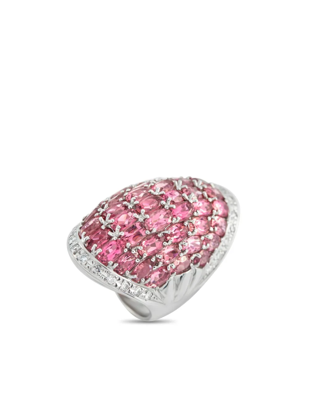 LB Exclusive platinum diamond and tourmaline cocktail ring - シルバートーン