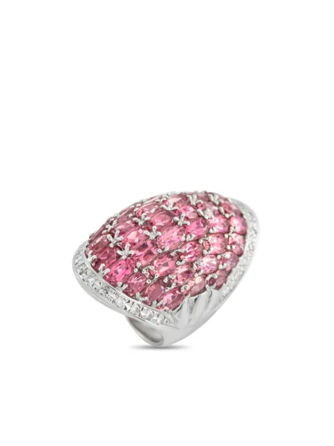 LB Exclusive platinum diamond and tourmaline cocktail ring