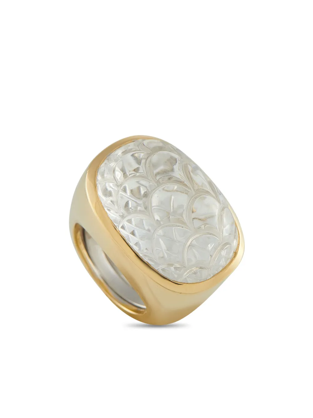 Pre-owned David Webb 18k Yellow Gold Rock Crystal Ring