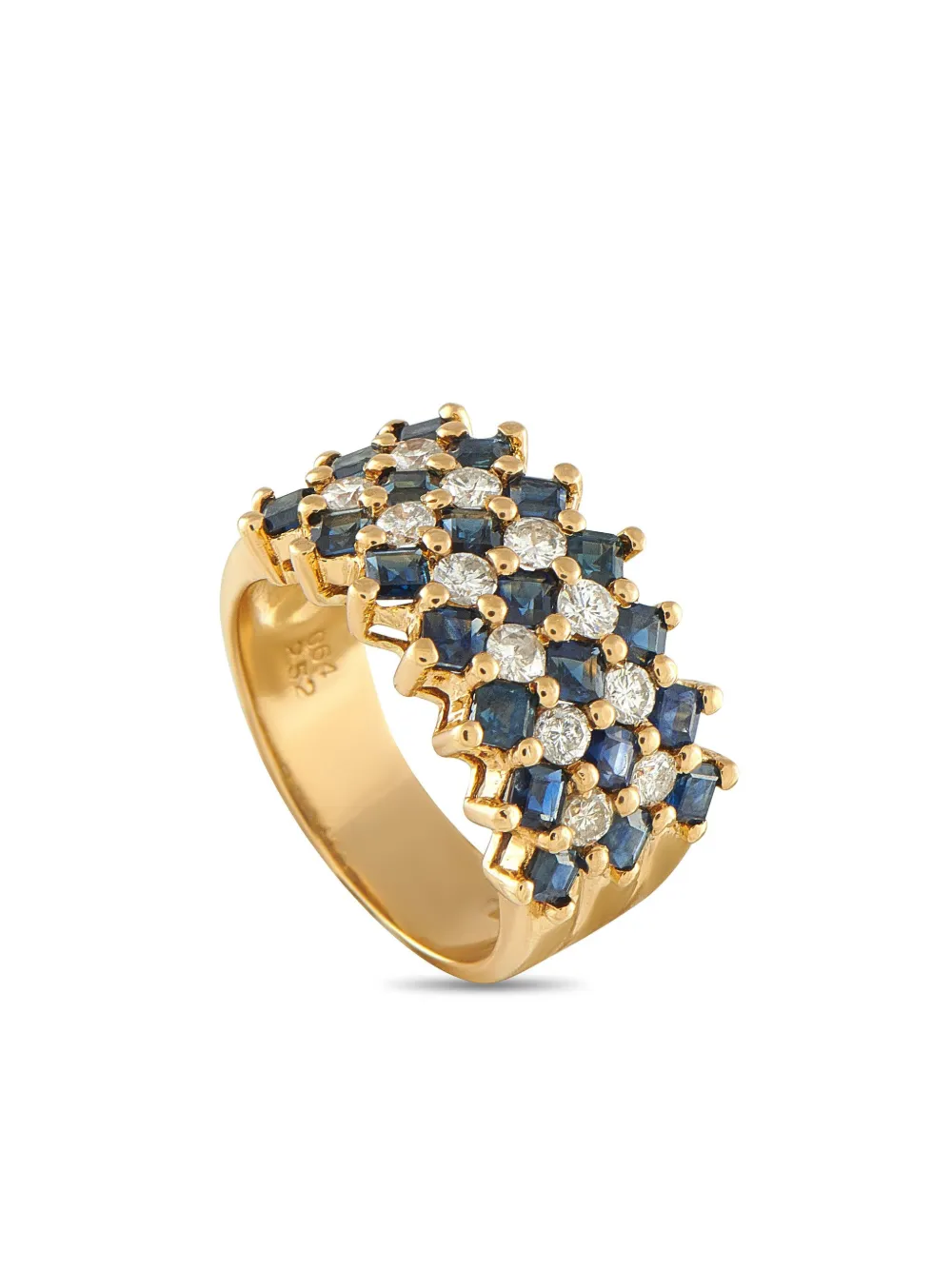 LB Exclusive 18K yellow gold diamond and sapphires ring - ゴールドトーン