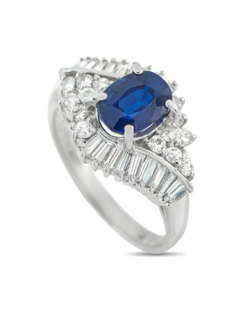 LB Exclusive platinum diamond and sapphire ring