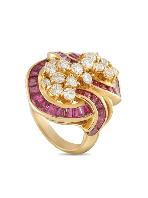 LB Exclusive 18K yellow gold diamond and ruby ring