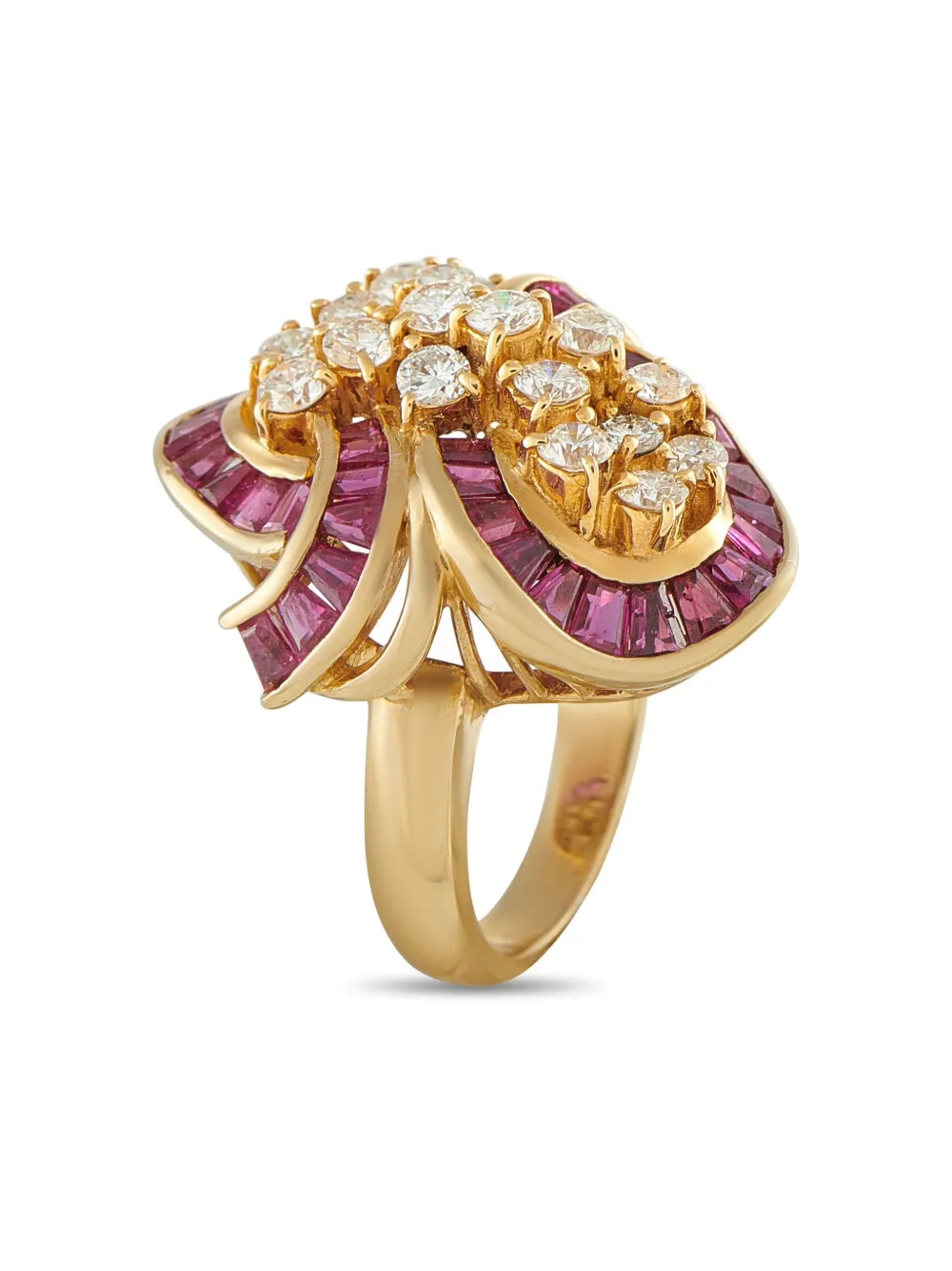 LB Exclusive 18K yellow gold diamond and ruby ring | Image 2