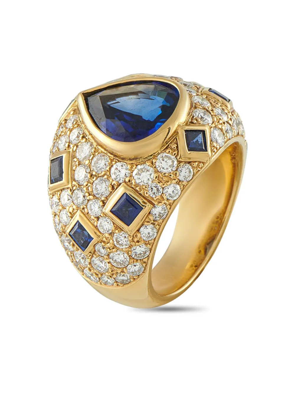 LB Exclusive 18K yellow gold diamond and sapphire ring - ゴールドトーン