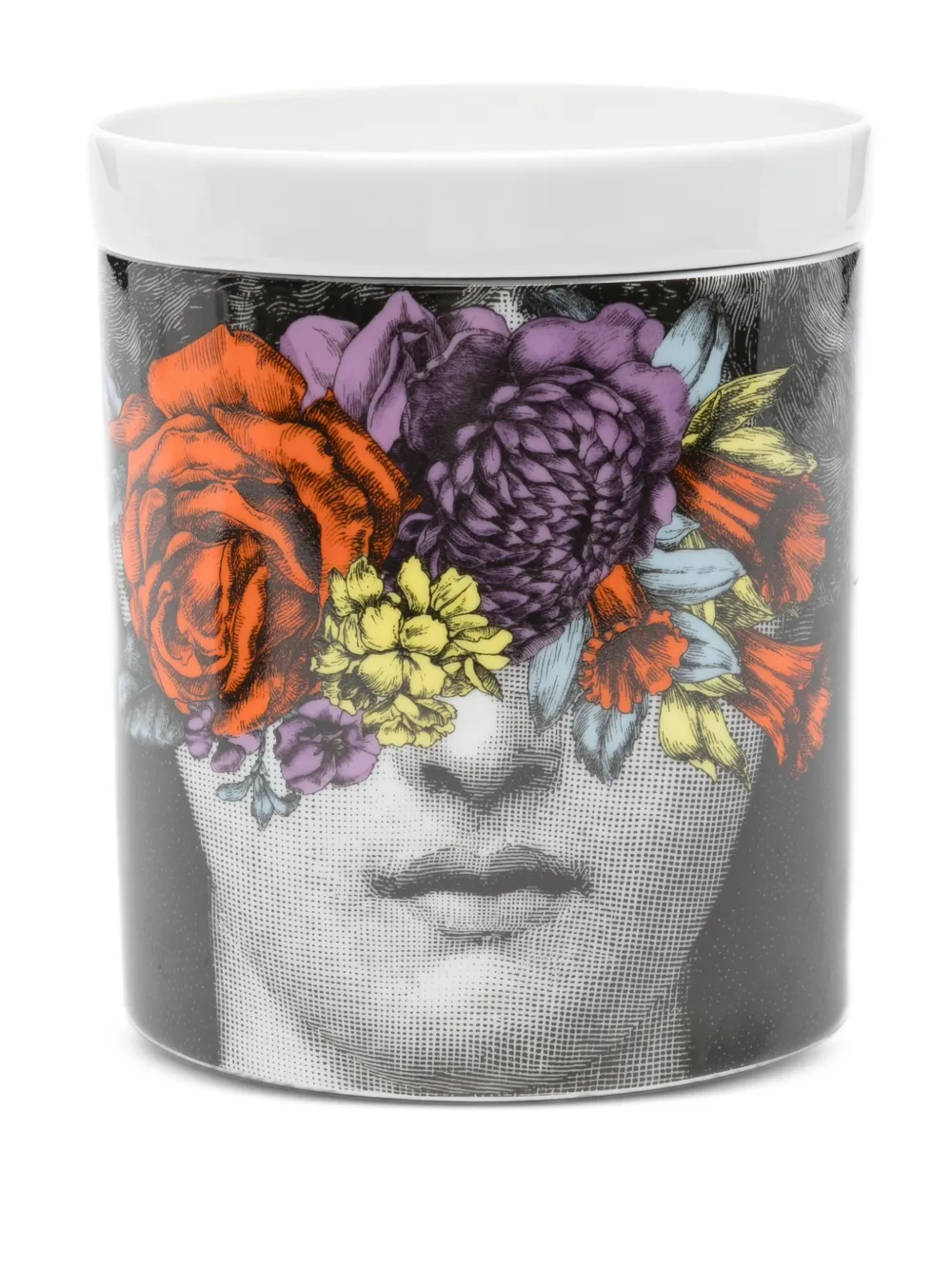 Fornasetti Floral-face Candle (1020g) In Black