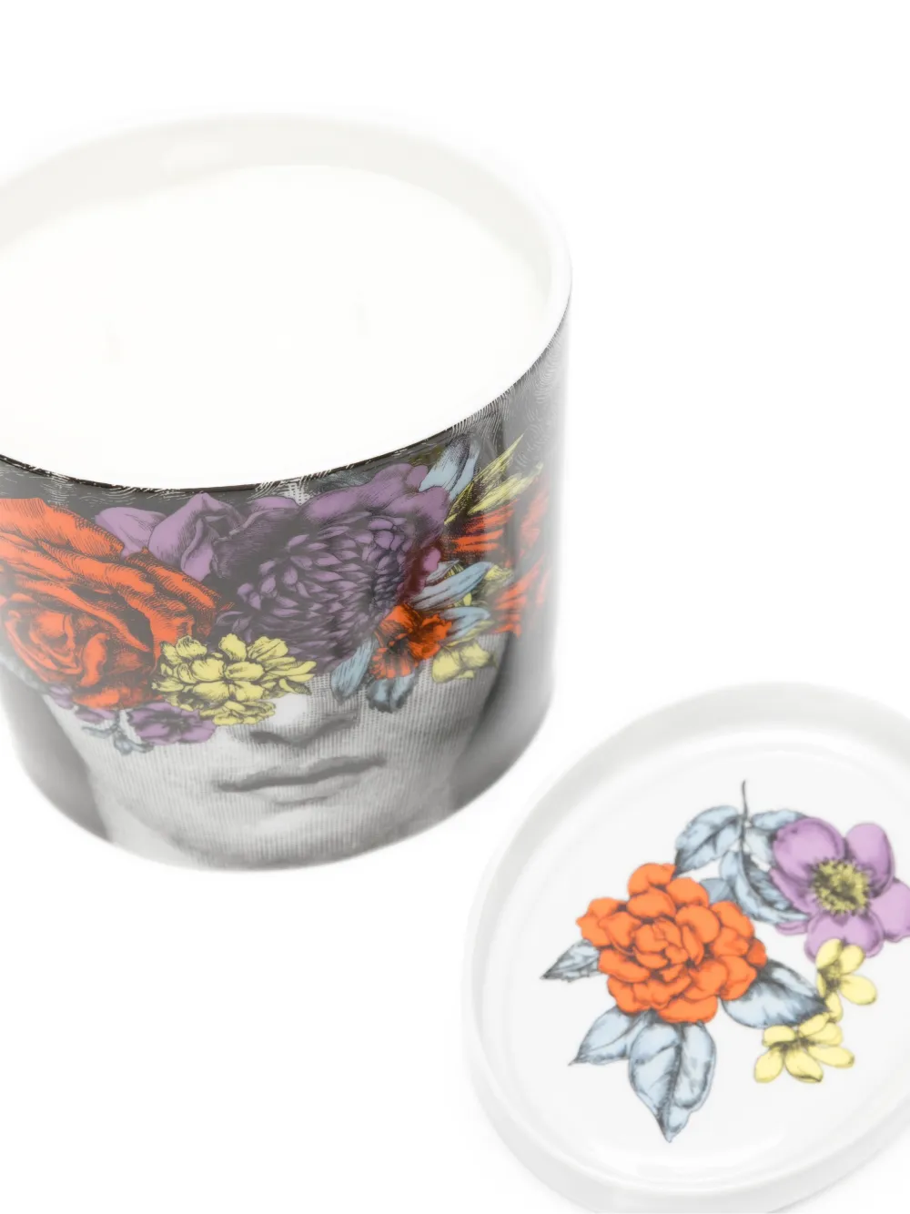Fornasetti Floral-face Candle (1020g) In Black