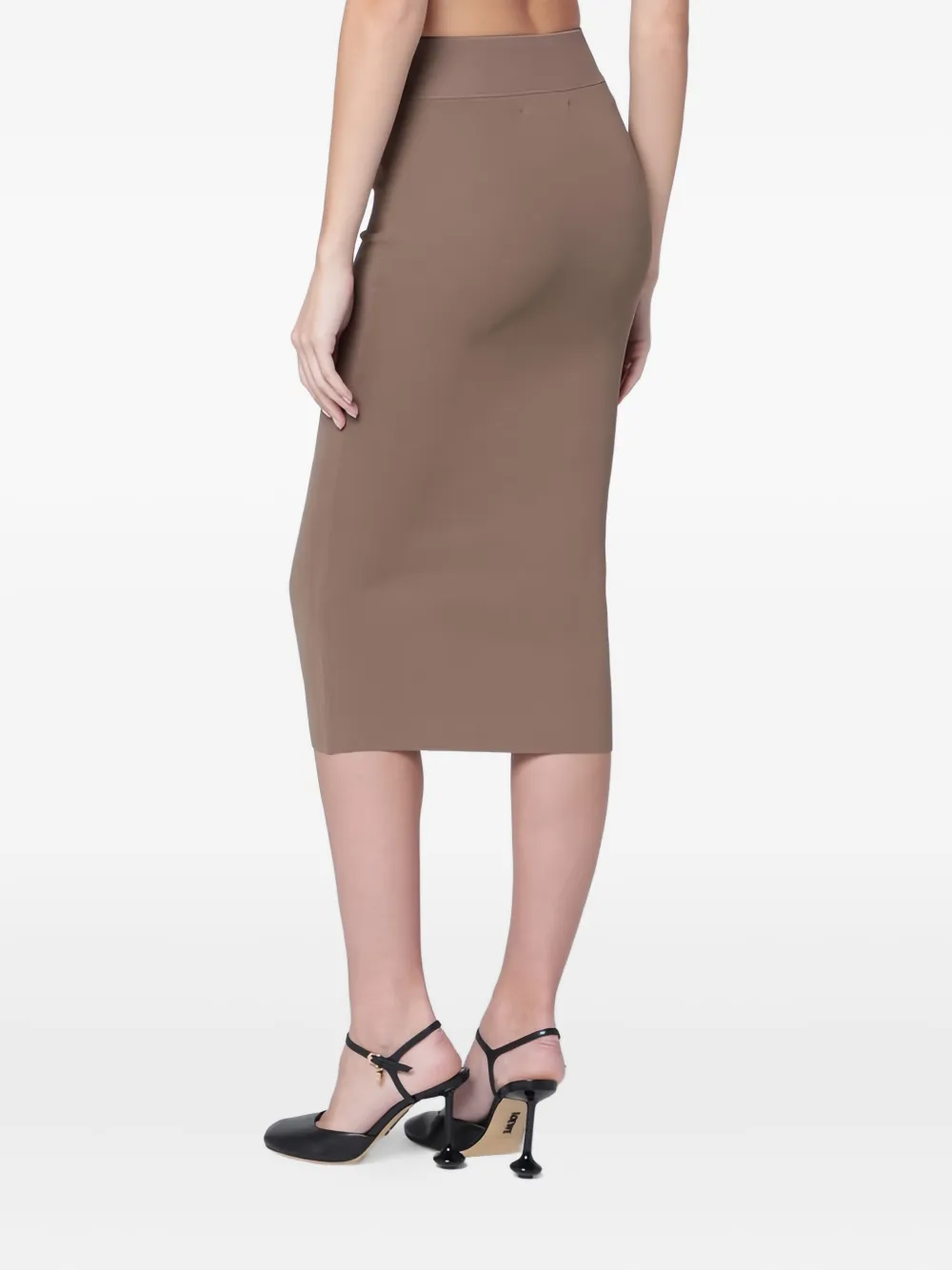 Entire Studios Ribbed-knit Pencil Skirt In Brown