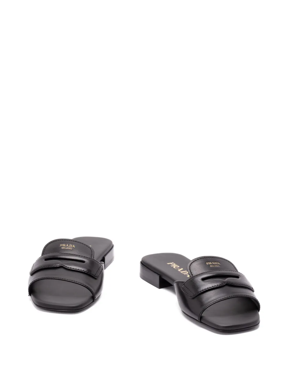 Prada Leren sandalen met penny bandje Zwart