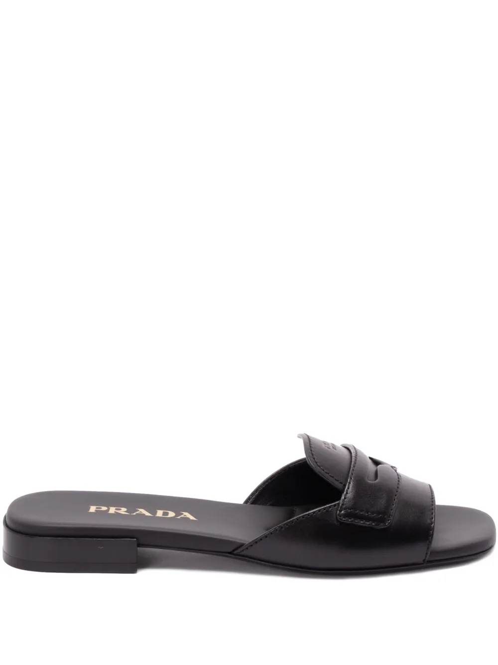 Prada Leren sandalen met penny bandje Zwart