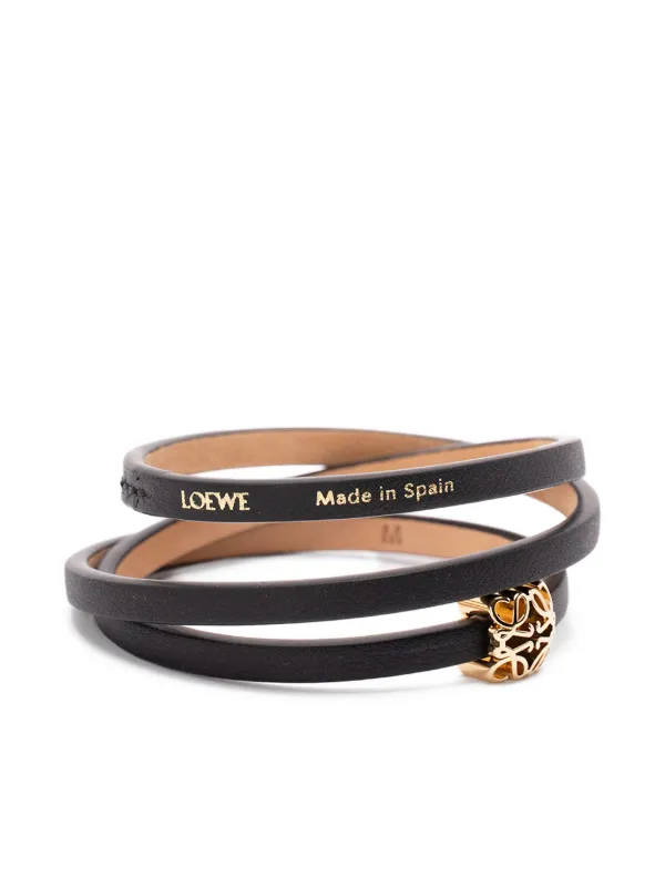 【美品】LOEWE レザーブレスレット ブラック　値下げ可　早い者勝ち LOEWE アナグラム レザーブレスレット | ブラック | FARFETCH JP