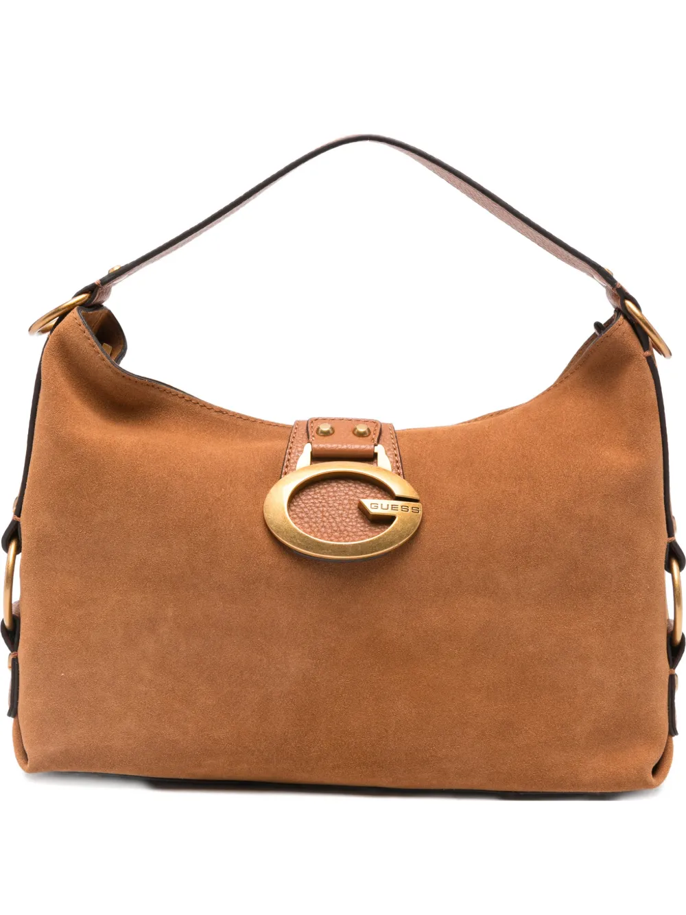 Guess Usa Camden Suede Shoulder Bag In Brown