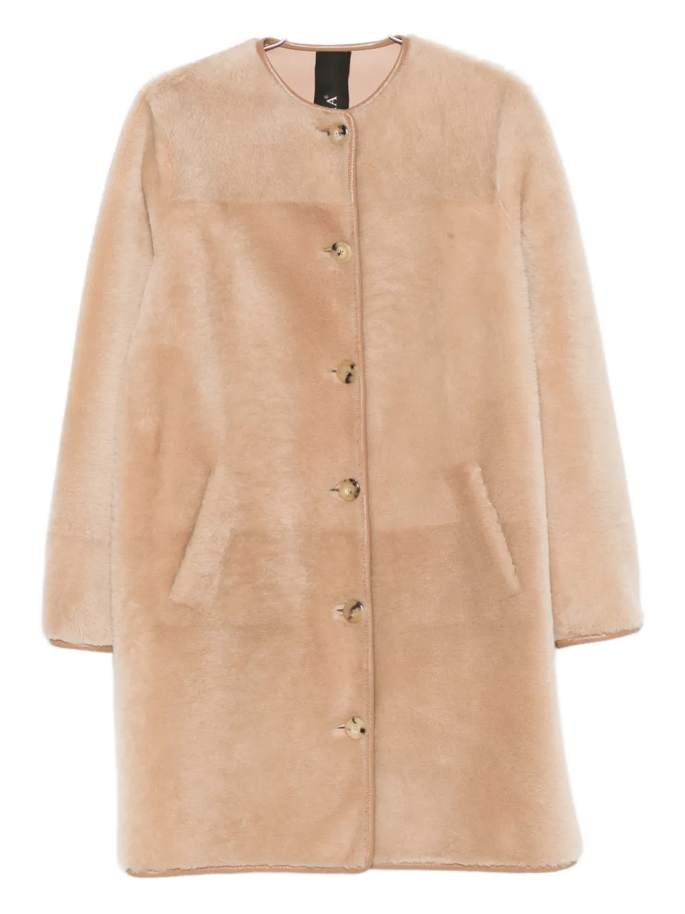 Blancha button -up sheepskin coat - Toni neutri