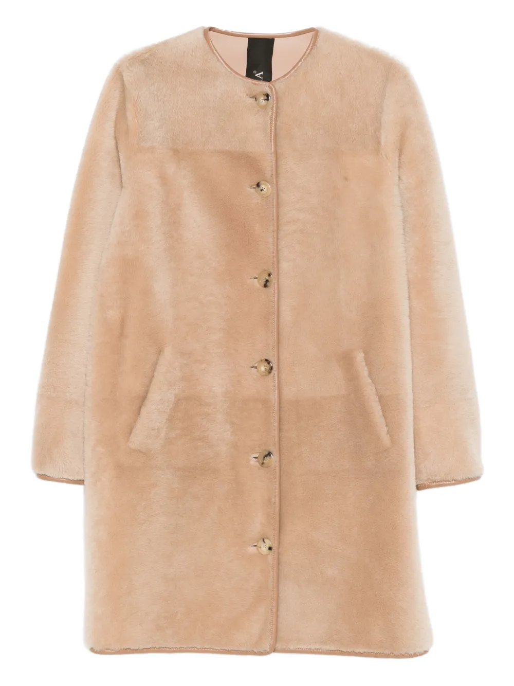 Blancha Button -up Sheepskin Coat In Neutral