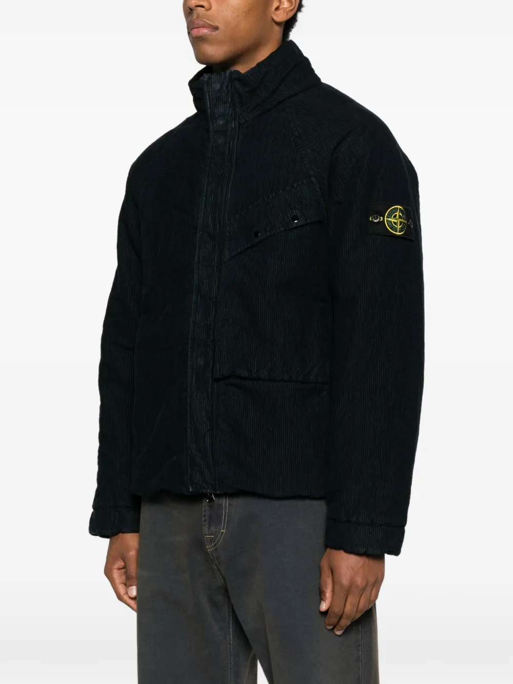 Stone Island Ribfluwelen jack met zak Blauw