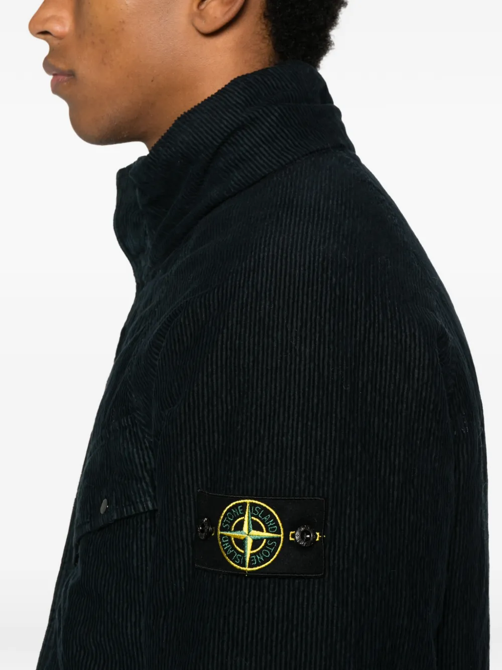 Stone Island Ribfluwelen jack met zak Blauw
